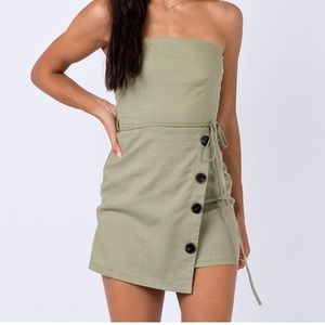 Princess Polly Bordon Mini Dress Khaki 6